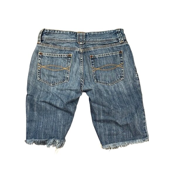 Abercrombie & Fitch Womens Distressed Denim Jean Shorts Size 2 Frayed Hem Blue - Picture 2 of 3